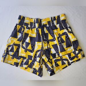 Anthropologie Yellow and Navy Patterned Garment